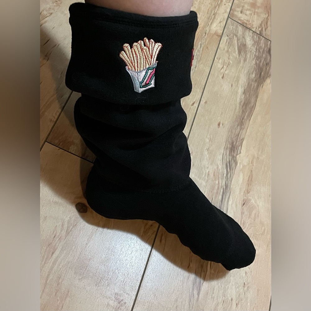 NEW ✨Fun✨ Hunter Black Boot Socks with French Fry Design